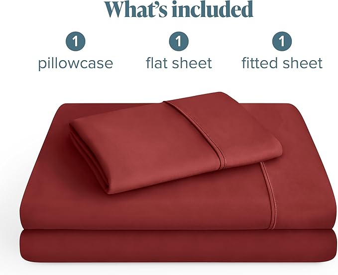 Bare Home Twin Sheet Set - 1800 Ultra-Soft Microfiber Twin Bed Sheets - Double Brushed - Deep Pockets - Easy Fit - 3 Piece Set - Bedding Sheets & Pillowcases (Twin, Rosewood)