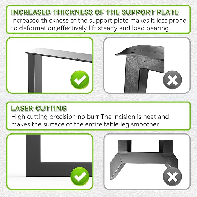Upgraded 2 Tier Coffee Table Legs, Square Metal 16 Inch Height 18 inch Width, Heavy Duty Bench & DIY Side Table Legs Set of 2
