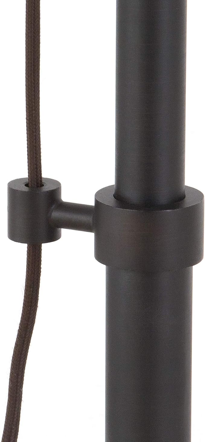 Henn&Hart 29" Mid-Century Modern Pully System 1-Light Table Lamp with 8" Black Metal Cone Shade for Living Room, Bedroom, or Office, Black