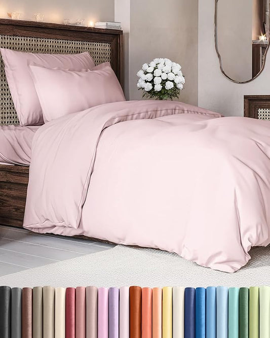 Duvet Cover Twin/Twin XL Size - Extra Soft Twin/Twin XL Size Duvet Cover - Lightweight, Breathable & Fade Free w/Zipper Closures & Ties - 68" x 90" Inches - (Lavender Pink) Comforter Not Included