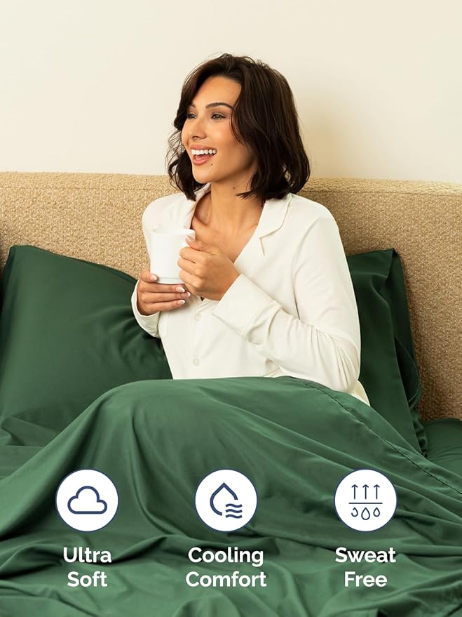 Extra Deep Queen Sheet Set - 6 Piece Breathable and Cooling Sheets - Hotel Luxury Bedding for Women, Men, Kids & Teens - Easy & Secure Fit - Soft and Wrinkle Free - Extra Deep Pockets - Emerald Green