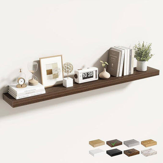 48 Inch Floating Shelves for Wall 1 Pack, 48" Wall Shelves for Books, Storage, Decor, Wall Mounted Floating Shelf with Invisible Brackets for Kitchen, Living Room, Walnut
