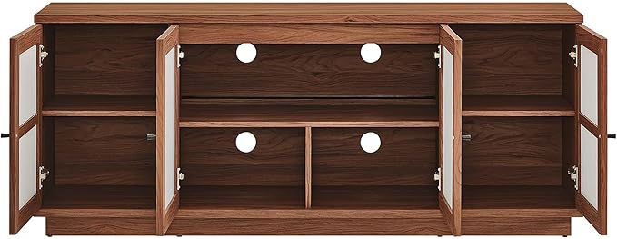 Modway Capri 63 Inch TV Console in Walnut Wood Grain - Mid-Century Modern TV Stand - Media Console with Storage - Entertainment Center for Living Room - Buffet Stand or Sideboard