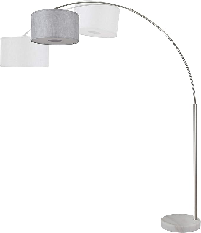 Major-Q Bedrooms Modern 81" Arc Tall Floor Living Room-Stand Up Arching Lamp Grey Drum Style Shade and Marble Base