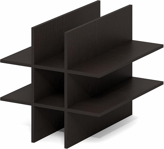 Furinno Cubicle Cube Insert, 9-Compartment Cube Organizer, Geometric Shelf Accessory, Fits into Furinno Triple Thick Cubes, IKEA Kallax, for Organizers and Storage, Black Dark Oak