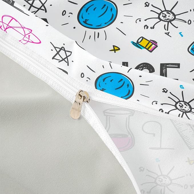 Erosebridal Science Duvet Cover Set Math Equations Geometry Axis Art Twin Bedding Sets for Girls for Toddler Boys | School Educational Comforter Cover Science Students Bed Set, Room Decor Aesthetic