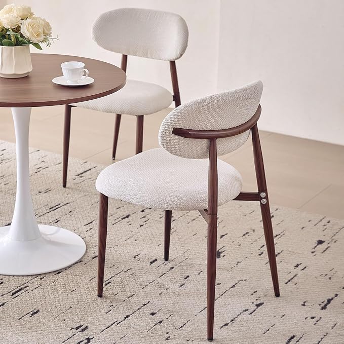 31.5" Round Dining Table for 2-4 Modern Circle Tulip Table with Metal White Tulip Pedestal Base for Kitchen Dining Living Room Apartment Small Space Cafe, Brown