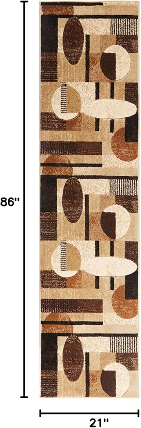 Home Dynamix Tribeca Jasmine Modern Runner Rug, Abstract Brown/Beige 1'9"x7'2"