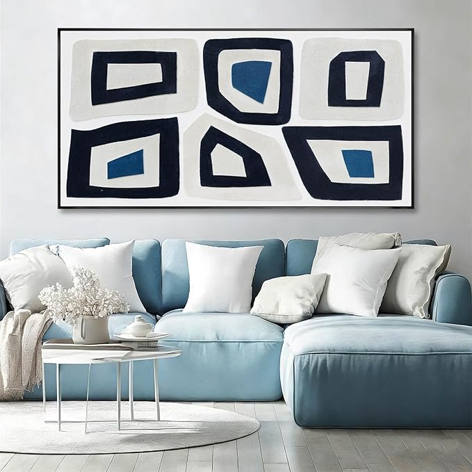SOUGUAN Abstract Hand Painted Wall Art Contemporary Decorative Painting Simple Canvas Artwork 29"x58" Large Pictures for Dining Room Office