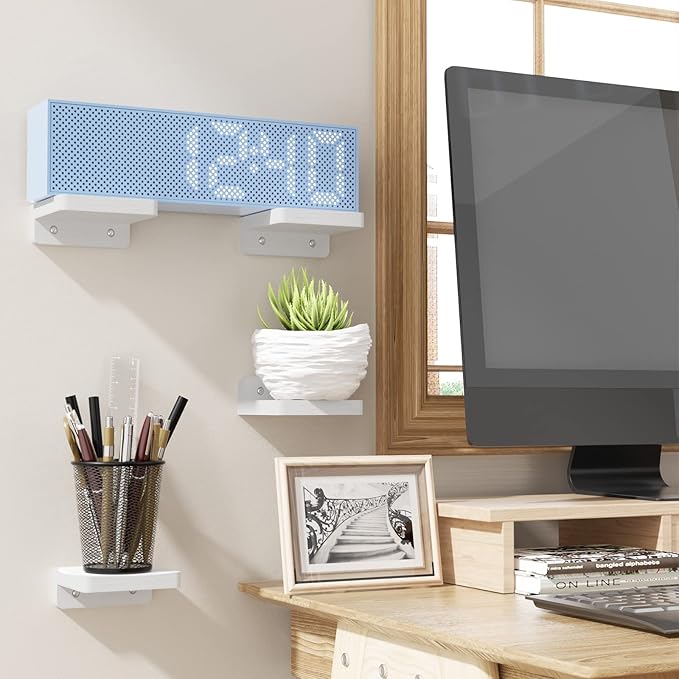 SRIWATANA Small Floating Shelves Wall Mounted, Wood Shelf for Decoration and Storage Set of 4, Mini Display Shelf for Bedroom, Bathroom, Kitchen, Office (White, 4 inch) (Pack of 2)
