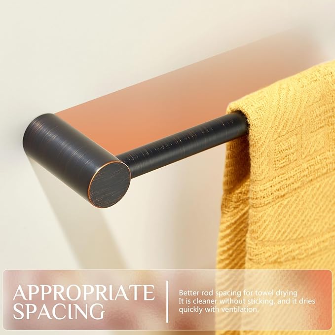 KOKOSIRI Bathroom Towel Rack Wall Mounted 24'' Bath Towel Bar Holder for Bathroom Hardware Accessories Oil Rubbed Bronze Stainless Steel, B4007ORB-L24