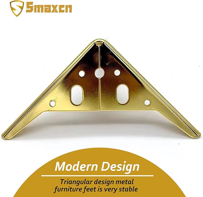 4.7 inch/12cm Brushed Gold Metal Furniture Legs Set of 4, 4pcs DIY Replacement for Short Cabinet Legs, Sofa Legs, Small Dresser Legs
