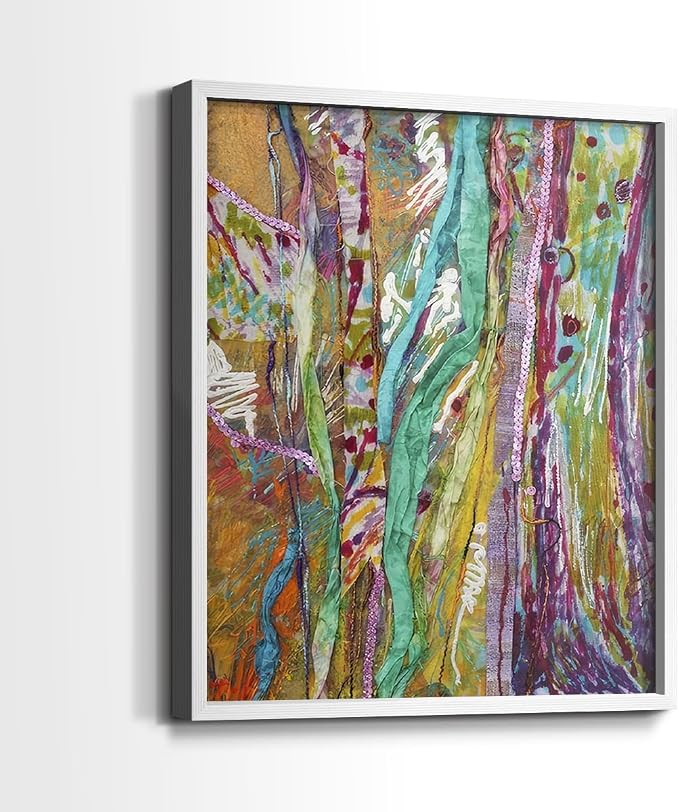 Renditions Gallery Set of 2 Peel & Stick Framed Prints, Modern Abstract Wall Art, Colorful Artistic Painting Wall Decor, Re-Stickable - Ready to Hang - 16"x20" - White Frame LT588