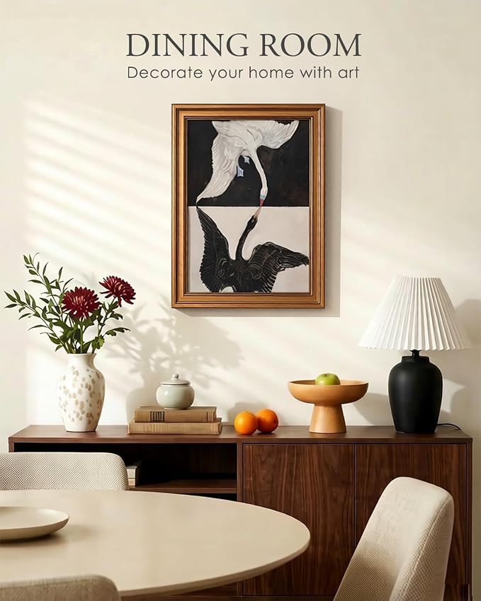 HUARCEY Gold Framed Vintage Wall Art for Living Room, Animals Painting Prints Shelf Decor for Kitchen, Aesthetic Bedroom Wall Art, Best Gifts for Friends or Family - Black and White 16L x 12W