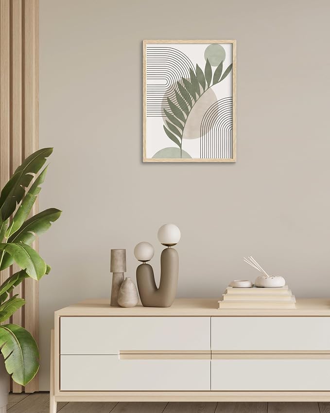 HesenDot Unframed Boho Sage Green Canvas Prints,12x16in Botanical Line Poster,Set of 3 Abstract Geometric Posters Decor,Minimalist Modern Green Artwork for Living Room Bedroom Bathroom Home, Unframed