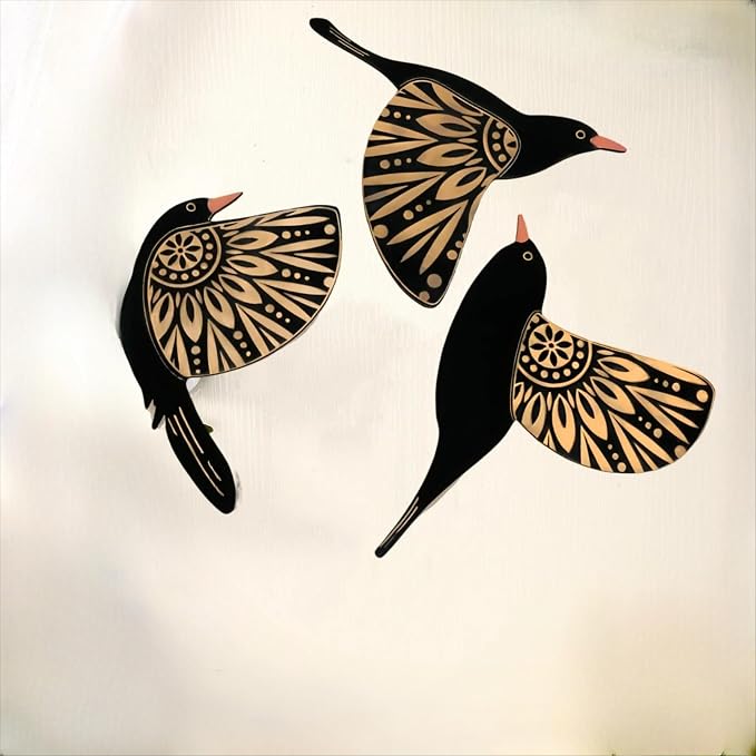 3Pcs Wooden Bird Wall Decor Art Vintage Gothic Home Decor Living Room Bathroom Kitchen Decorations Indoor Outdoor Gift (g)