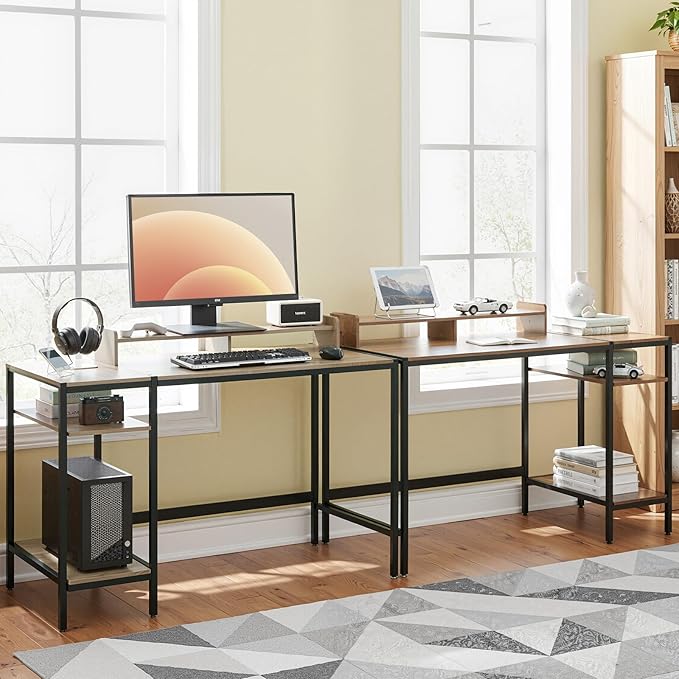 Computer Desk 47-inch with Storage Shelf - Vintage Ideal Gaming Desk for Bedrooms, Small Spaces, and Home Offices Modern Writing Desk for PCs.