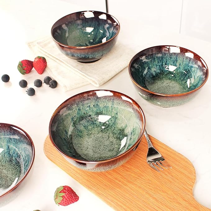 17oz Ceramic Soup & Cereal Bowls Set of 6, Dishwasher & Microwave Safe