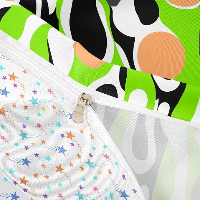 Erosebridal Organic Geometric Duvet Cover Set Modern Abstract King Bedding Set for Adult Men Retro Mid Century Comforter Cover Modern Fluid Art Irregular Circles Bed Sets,Lime Green Peach