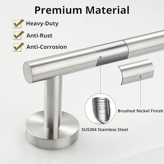 SAYAYO Towel Racks for Bathroom Brushed Nickel, 24 Inch Towel Bar Towel Rod Towel Holder Wall Mount SUS304 Stainless Steel (26 Inch Total Length)