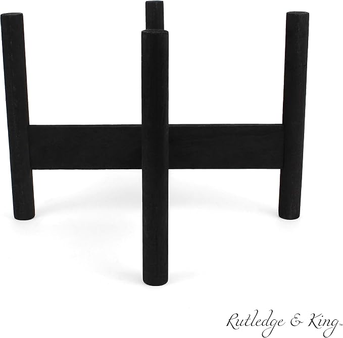 Rutledge & King Mid Century Plant Stand - Modern Plant Stand - Indoor Plant Stand - Wooden Plant Stand - Plant Holder (Large, Aberdeen/Black)