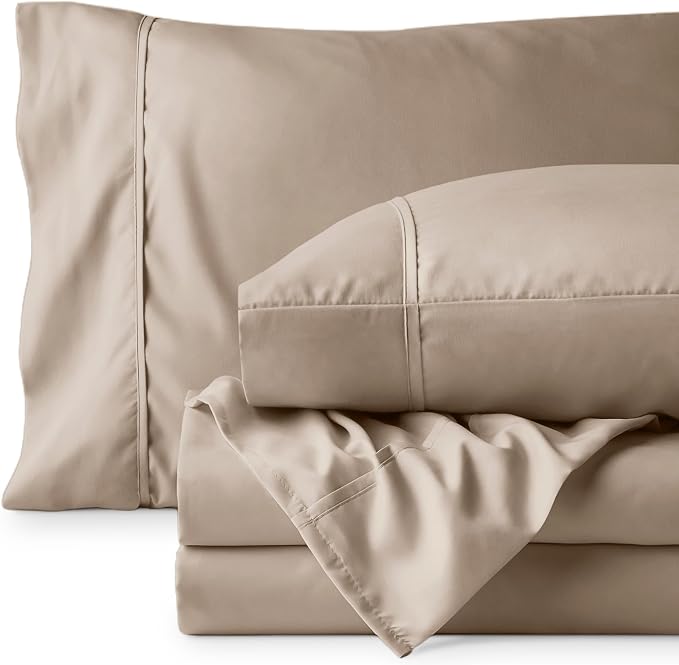 Bare Home Twin XL Sheet Set - 1800 Ultra-Soft Microfiber Twin Extra Long Bed Sheets - Double Brushed - Deep Pockets - Easy Fit - 3 Piece Set - Bedding Sheets & Pillowcases (Twin XL, Pebble)