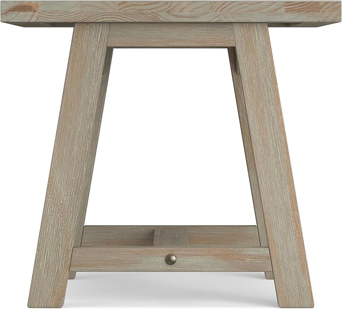 SIMPLIHOME Sawhorse SOLID WOOD 22 inch Wide Square Modern Industrial End Side Table in Distressed Grey for the Living Room and Bedroom