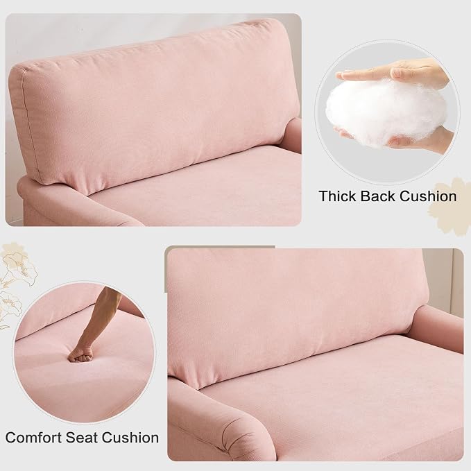 Bezseller Oversized Accent Chair Indoor, 46" W Large Upholstered Single Sofa Chair and Wood Legs, Big Comfy Armchair Leisure Lounge for Living Room, Bedroom, Apartment, Reading Room(Pink)