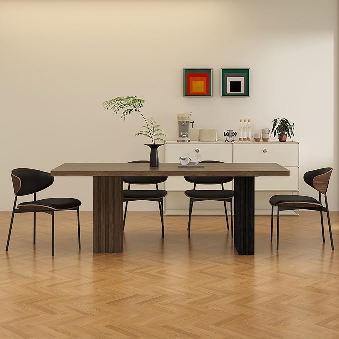 66.9" Modern Rectangular Dining Table for 6-8 People, Heavy-Duty Double Pedestal Base with Wood Grain Finish for Dining Room, Kitchen, Living Room Table
