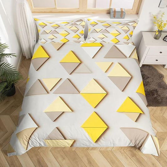 Erosebridal Abstract Art Duvet Cover Set Ombre Simplistic Geometric Queen Bedding Sets for Child Boys | Minimalist Simple Modern Comforter Cover Mid Century Bed Sets, Room Decor Aesthetic