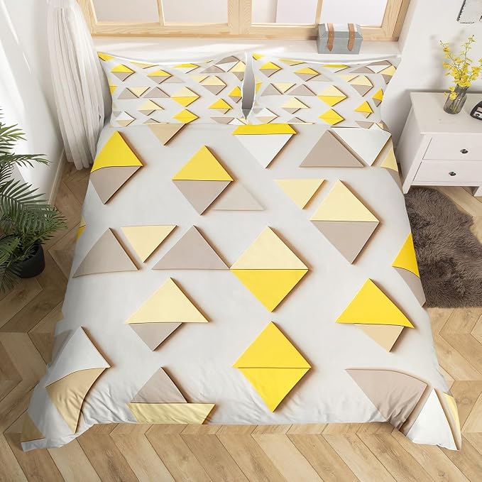 Erosebridal Abstract Art Duvet Cover Set Ombre Simplistic Geometric Twin Bedding Sets for Girls for Child Boys | Minimalist Simple Modern Comforter Cover Mid Century Bed Set, Room Decor Aesthetic