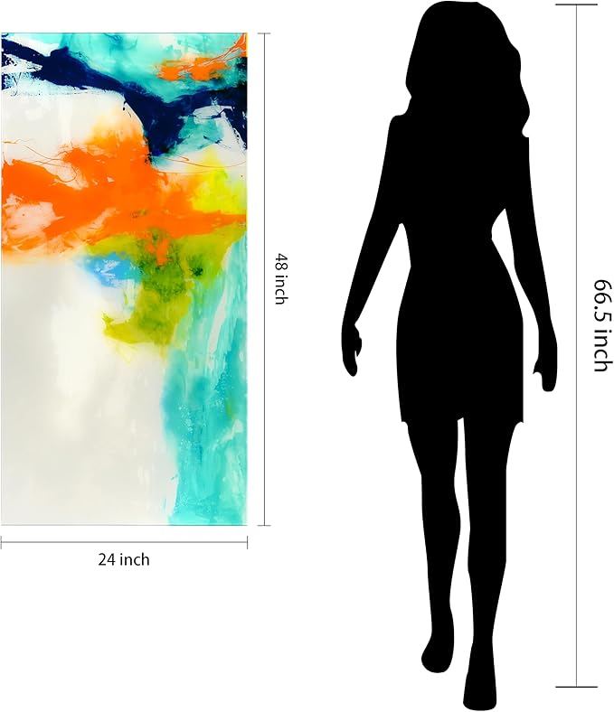 Empire Art Direct TMP-108453-2448 Tidal Abstract 1 Frameless Free Floating Tempered Glass Panel Graphic Wall Art, 48" x 24" x 0.2", Ready to Hang