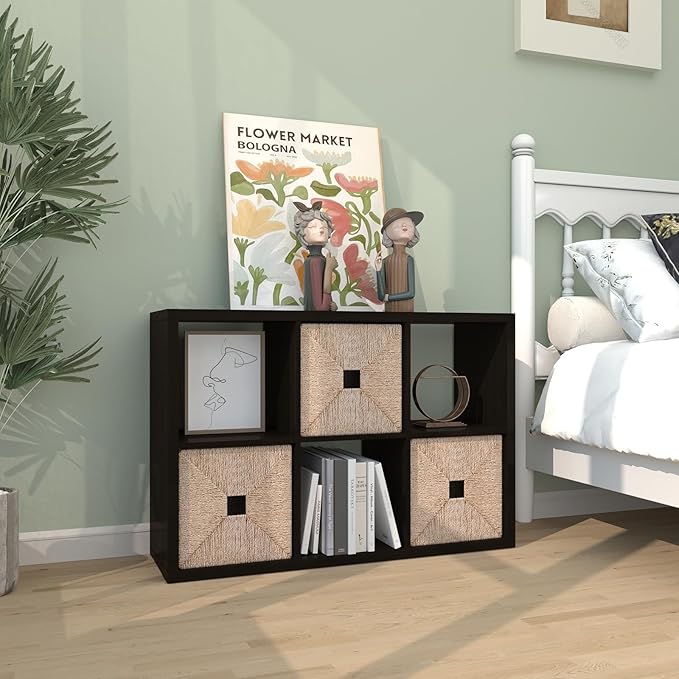 CTESNE【2026 Wooden Thick Frame 6 Cube Storage Organizer Shelf with Anti-Tipping Kits + Reversible Open Back Bookcase, Horizontal and Vertical Dual-use（Chocolate,11inch）