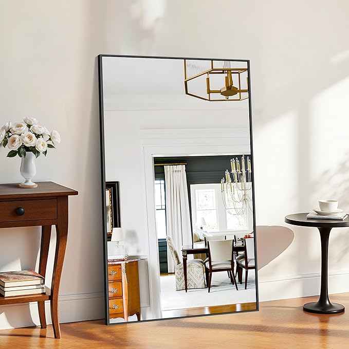 KOCUUY Black Bathroom Mirrors for Wall, 60x36 Large Rectangle Mirrors for Bathroom Sink, Oversized Wall Mirror Black Metal Framed Decor for Living Room, Farmhouse, Entryway, Hang Horizontal/Vertical