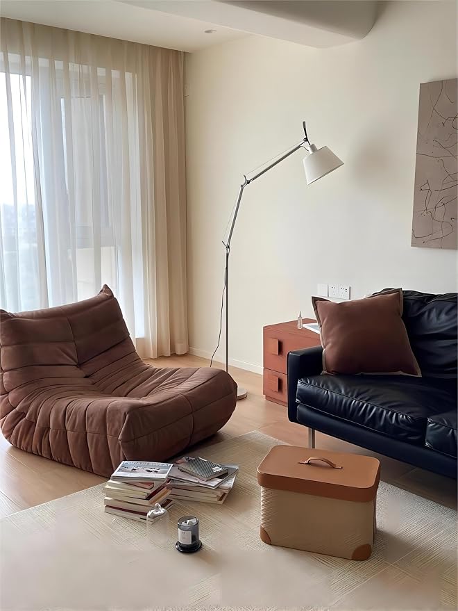 LIGHTLAND Modern Nordic Medieval ins Wind Cloth Cover Floor lamp Living Room Bedroom Study Table Double Rocker arm Adjustable Fishing Light - Large