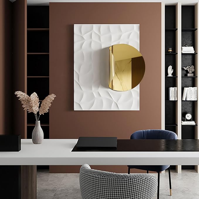homary Large Modern Metal Wall Art, 3D Geometric Gold Abstract Rectangle Wall Sculpture, Contemporary Wall Hanging Decor for Living Room, Bedroom, Office, Entryway
