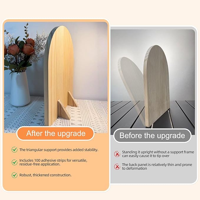 2 Pcs Natural Wood Arch Decor, Boho Shelf & Serving Board for Fireplace Mantel, Kitchen Counter - Light Pine Finish, Scandinavian & Japandi Style Aesthetic Accents for Living Room, Home Office