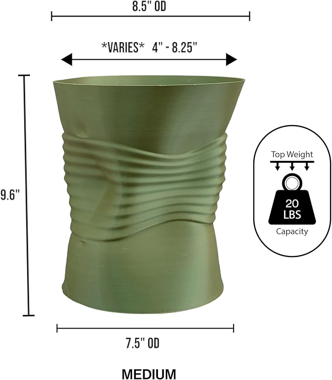 happimess USA2001D Brent MidCentury Modern Indoor Crushed Can Sustainability 3D Printed Planter with Drainage, Olive