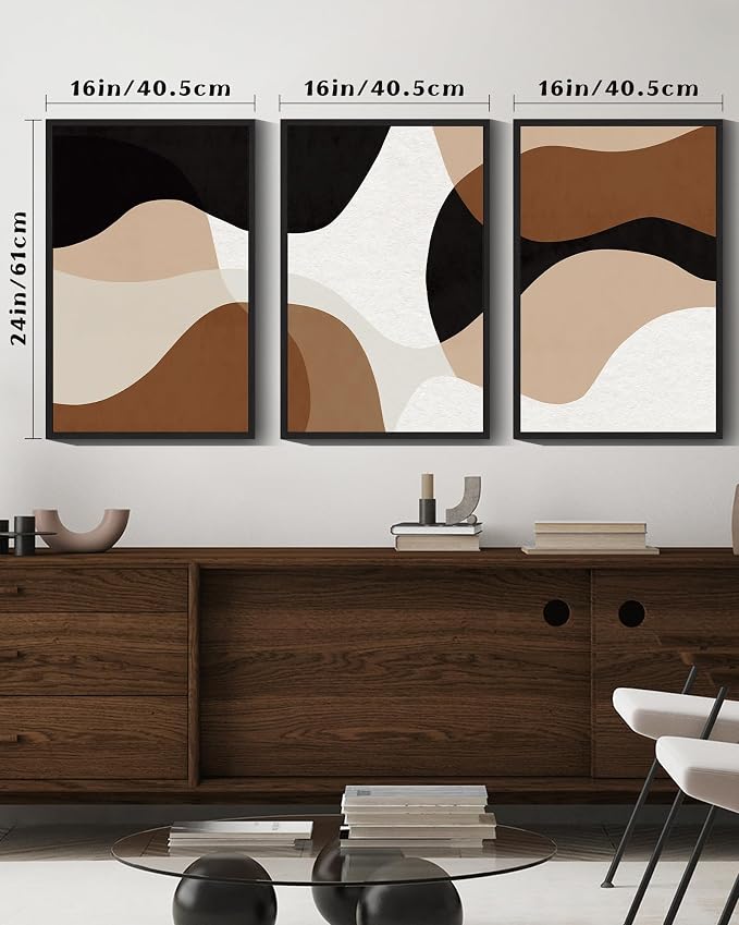Drsoum Large 16x24in Black Abstract Framed Wall Art Decor Minimalist Geometry Prints Shapes Illustrations Modern Art Decorative Ready to Hang - Black Framed