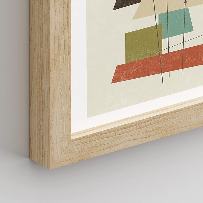 SIGNWIN Framed Mid-Century Modern 1960s Vintage Nordic Polygons Wall Art, Set of 4 Abstract Geometric Wall Decor Prints, Nature Wilderness Wall Décor for Living Room, Bedroom - 11"x14" Natural