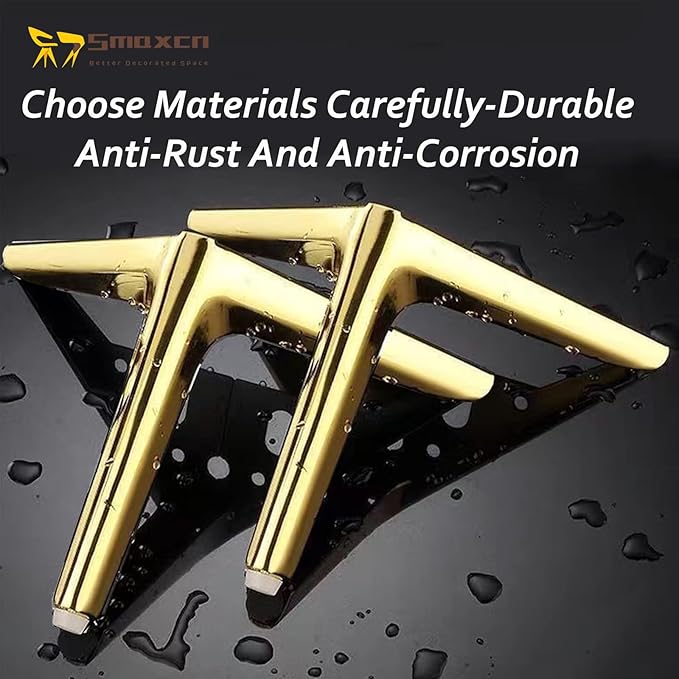 7 inch /18cm Shiny Gold Metal Furniture Legs Set of 4, Modern Style Furniture Legs, DIY Replacement for TV Stand, Sofa, Chair, Cabinet Cupboard