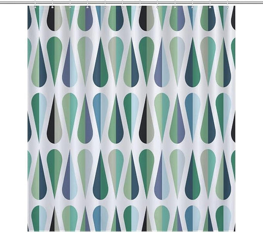Mid Century Modern Shower Curtain,Retro Geometric Drop Shapes Art Style Shower Curtains Set for Bathroom Fabric Decorative Bath Curtain Washable Curtain Hooks, 72x72”