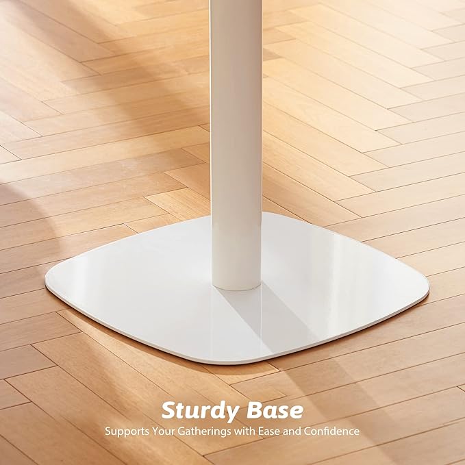 VONLUCE White Square Dining Table,32" Tulip Table,Kitchen Dining Table for 2 to 4 Person,Modern Furniture with MDF Table Top & Pedestal Base for Dining Room, Living Room White