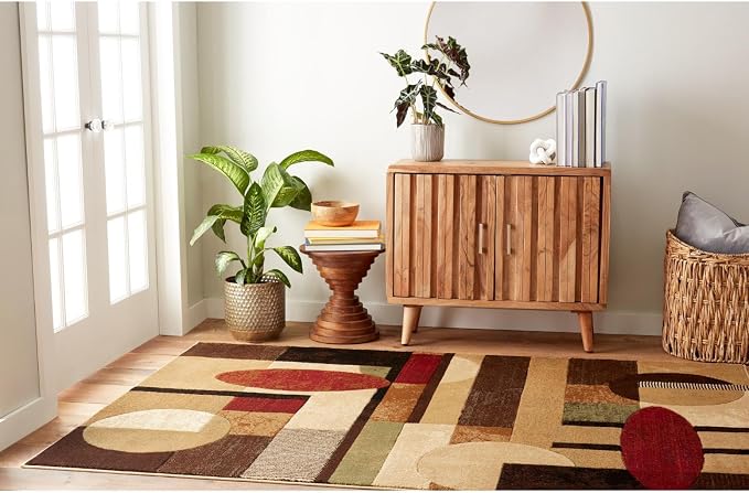 Home Dynamix Tribeca Jasmine Modern Area Rug, Abstract Brown/Green 6'7"x9'10"