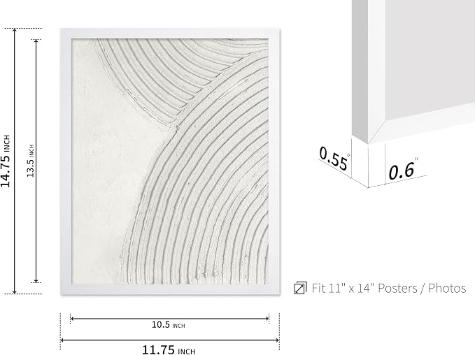 Poster Master Soft Lines Poster - Spiral Circle Print - Texture Art - Abstract Art - Mid Century Modern Art - Aesthetic Art - Acrylic Waves Art - Rustic Bedroom Wall Decor - 11x14 White Framed
