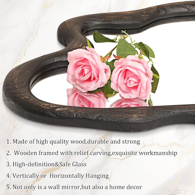AAZZKANG Vintage Wall Mirror with Wood Framed Large Irregular Wall Mirror 32"x24" Decorative Hanging Mirrors for Bathroom Bedroom Living Room Entryway