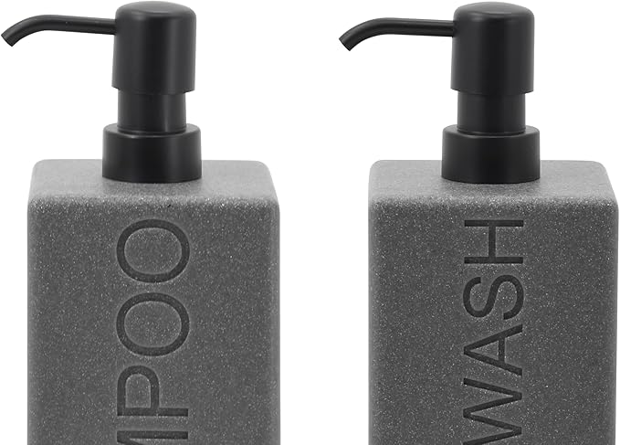 Rectangular Resin Dispenser Premium Bathroom Shampoo Conditioner Body Wash Bottle Modern Refillable Pump Design