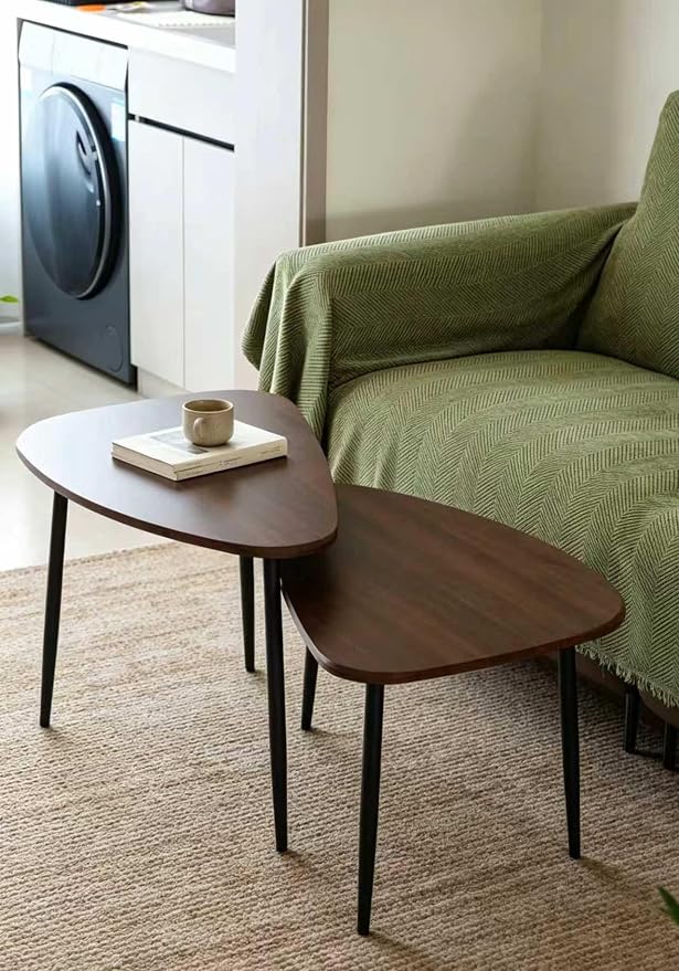 Oval Coffee Tables Nesting Tables for Living Room Side Tables End Table Wooden Small Table Pottery Triangle Walnut Barn Mid-Century Modern