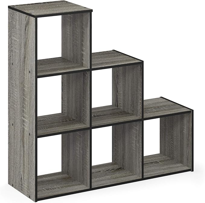 Furinno Pelli 3-2-1 Cubic Storage Cabinet, French Oak Grey/Black