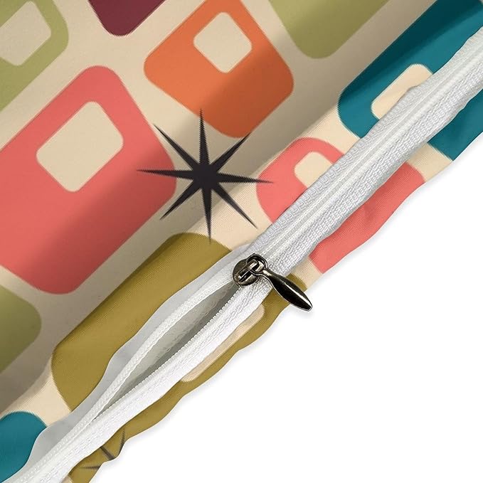 Modern Mid Century Duvet Cover Queen Retro Atomic Bedding Set, Rainbow Grid Comforter Cover Vintage Fifties 1950s Bed Set，Abstract Art Bedding 3 Piece (1 Duvet Cover 79"x90" + 2 Pillow Sham 20"x30")